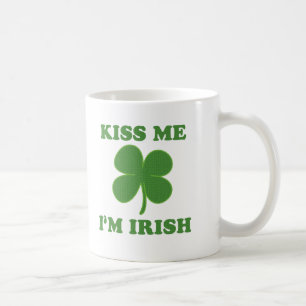 Cute Kiss me i'm Irish Sayings Coffee Mug