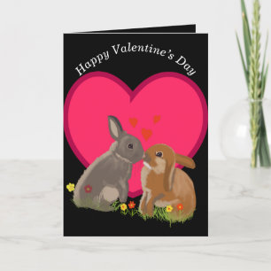 Cute Kissing Bunnies Valentines Holiday Card