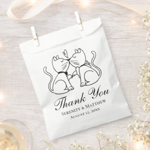 Cute Kissing Cats Black White Thank You Wedding Favour Bags
