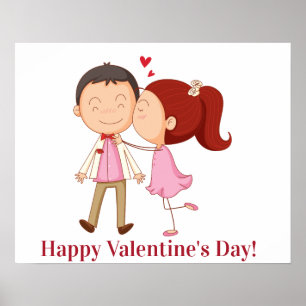 Cute Kissing Couple Customizable Valentine Poster