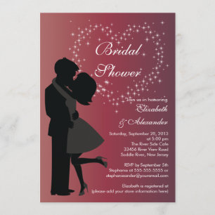 Cute Kissing Couple in Love Bridal Shower Invitation