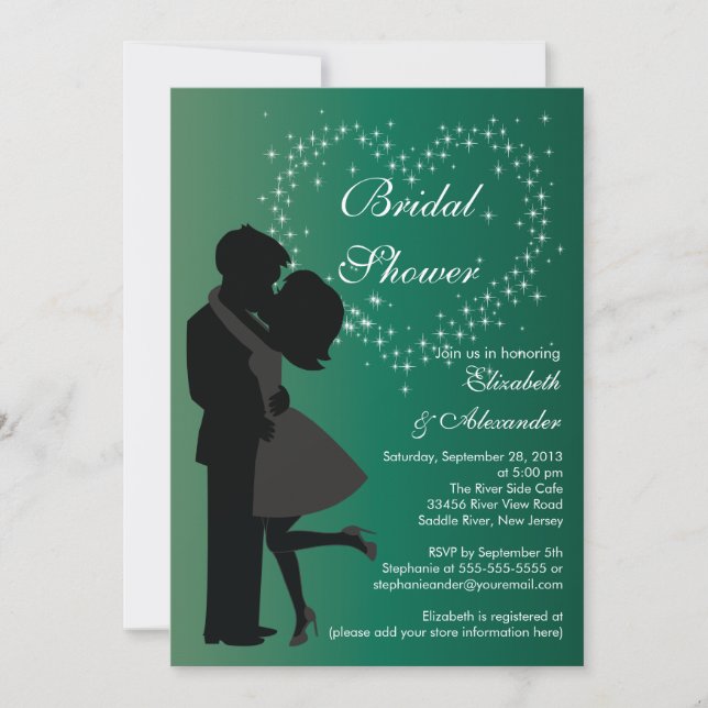 Cute Kissing Couple in Love Bridal Shower Invitation (Front)