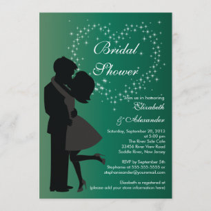 Cute Kissing Couple in Love Bridal Shower Invitation