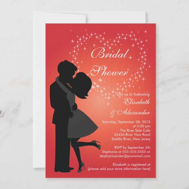 Cute Kissing Couple in Love Bridal Shower Invitation (Front)