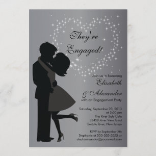 Cute Kissing Couple in Love Engagement Party Invitation