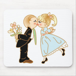 Cute Kissing Couple Mouse Mat
