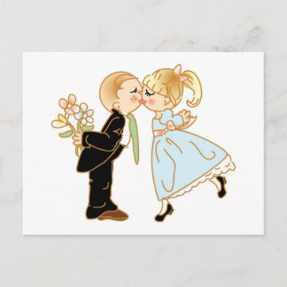 Cute Kissing Couple Postcard