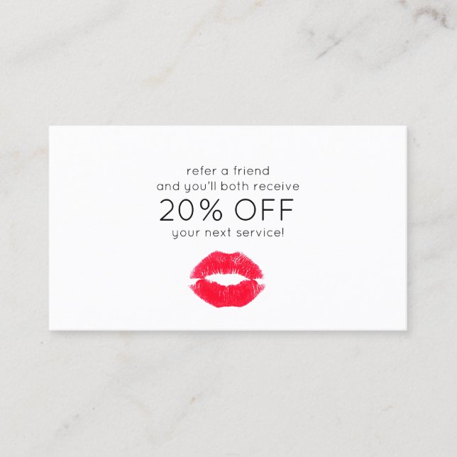 Cute Kissing Lips Customer Referral (Front)