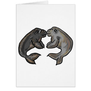 Cute kissing manatees design