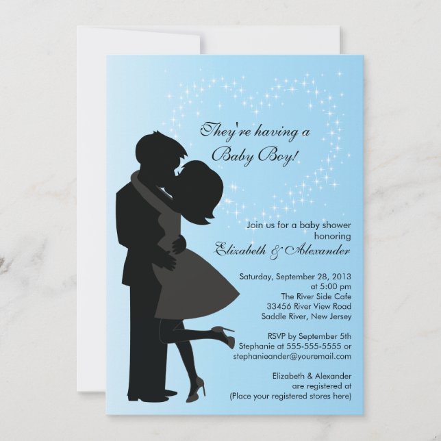 Cute Kissing Pregnant Couple in Love Baby Shower Invitation (Front)