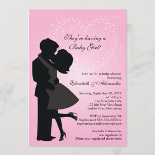 Cute Kissing Pregnant Couple in Love Baby Shower Invitation
