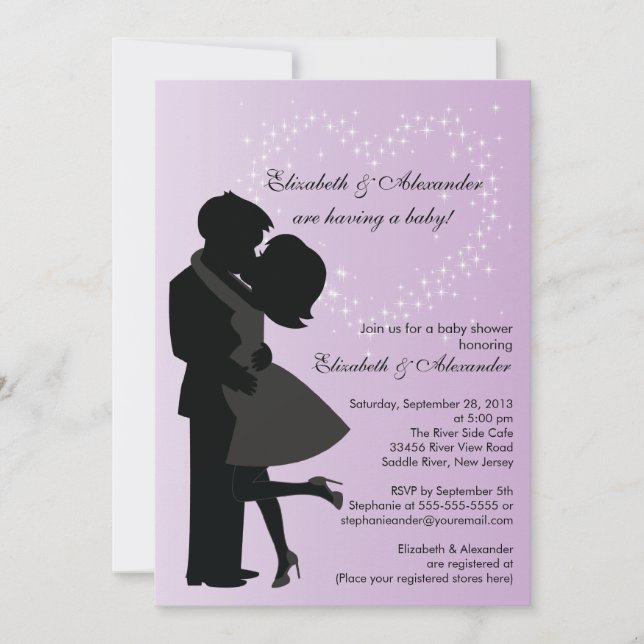 Cute Kissing Pregnant Couple in Love Baby Shower Invitation (Front)
