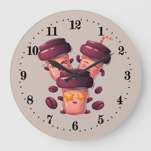 cute kitchen,business coffee shop Large Clock (Front)