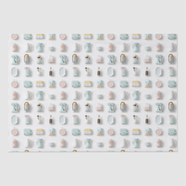 Cute kitchen gadget icons pattern tissue paper (Front)
