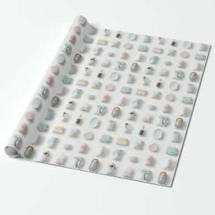 Cute kitchen gadget icons pattern wrapping paper