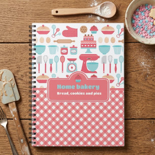 Cute Kitchen Theme Baking Red Gingham Notebook