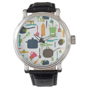 Cute Kitchen Tools Silhouette Illustration Watch