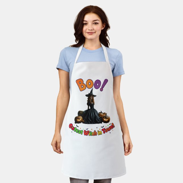 Cute Kitchen Witch Apron - Mummy's Magical Meals (Worn)