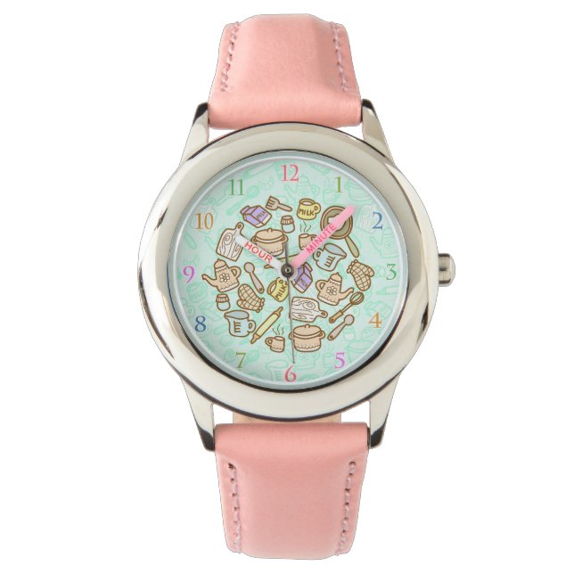 Cute Kitchenware Aqua  Watch (Front)