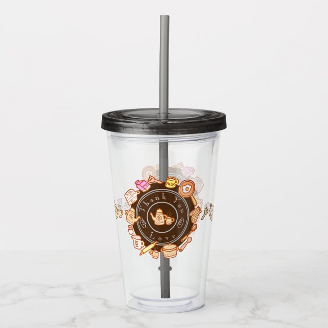 Cute Kitchenware Brown  Acrylic Tumbler (Front)