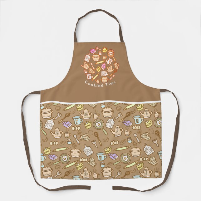 Cute Kitchenware Brown Apron (Front)
