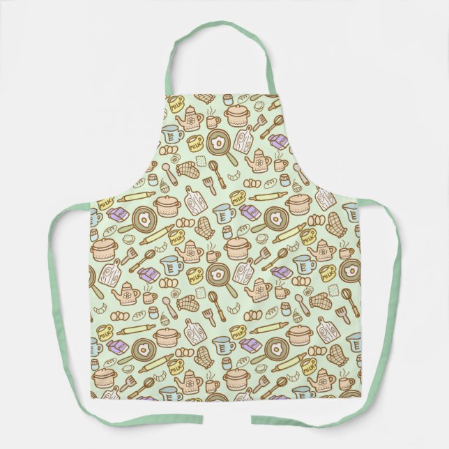 Cute Kitchenware Green  Apron (Front)