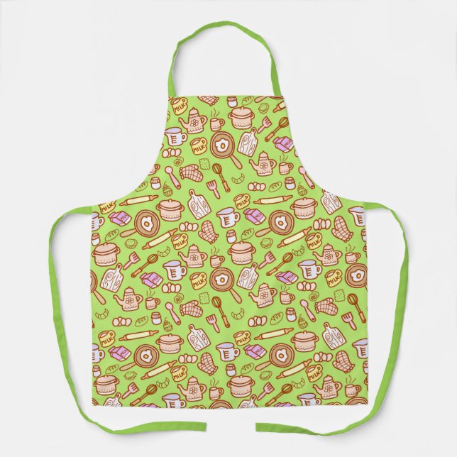 Cute Kitchenware Green  Apron (Front)