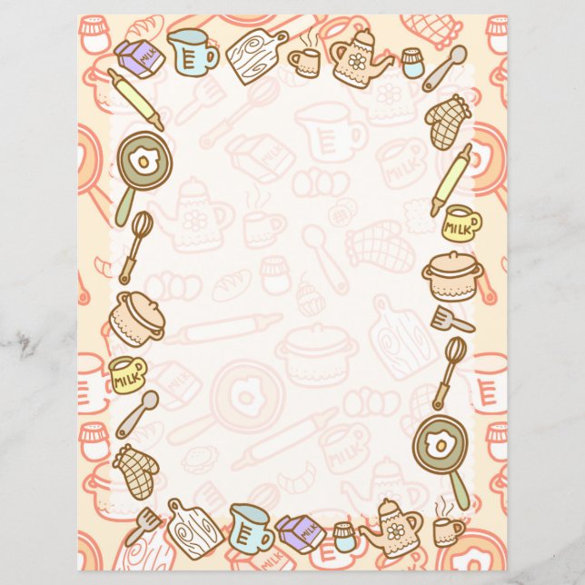 Cute Kitchenware Orange Paper Sheet (Front)