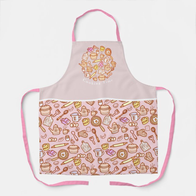 Cute Kitchenware Pink Apron (Front)
