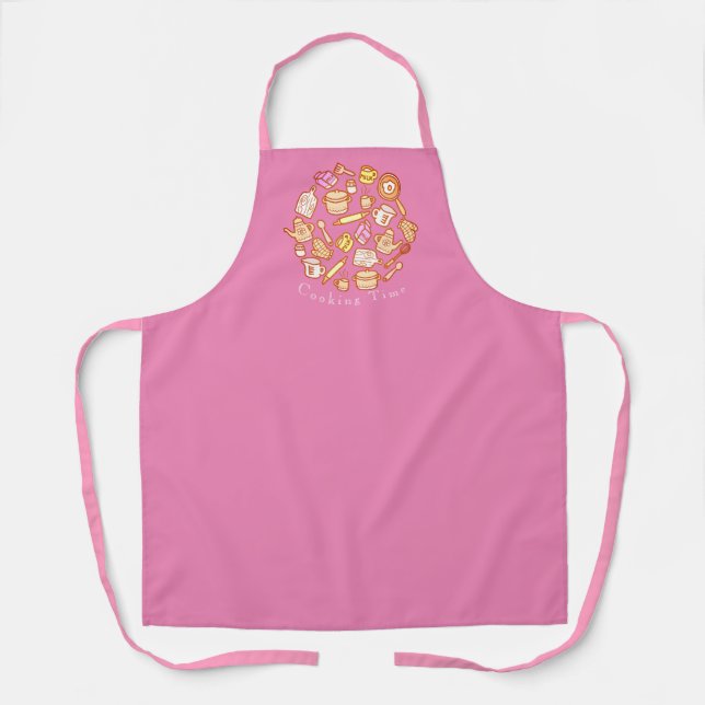 Cute Kitchenware Pink Apron (Front)