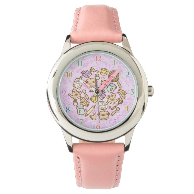 Cute Kitchenware Pink  Watch (Front)