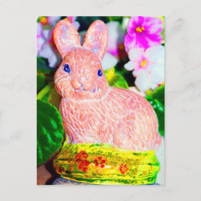Cute Kitschy Bunny Rabbit Postcard (Front)