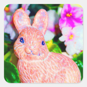Cute Kitschy Bunny Rabbit   Square Sticker