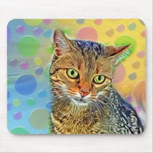 Cute kitten - abstract - colourful painting mouse mat