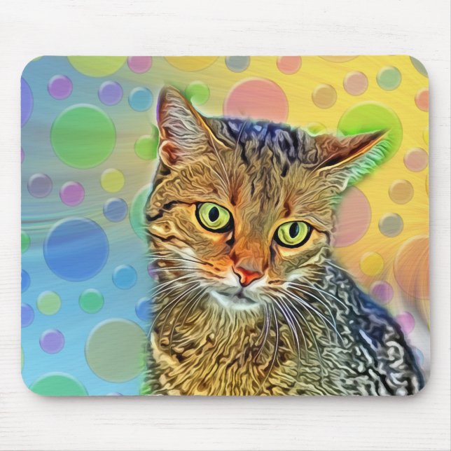 Cute kitten - abstract - colourful painting mouse mat (Front)