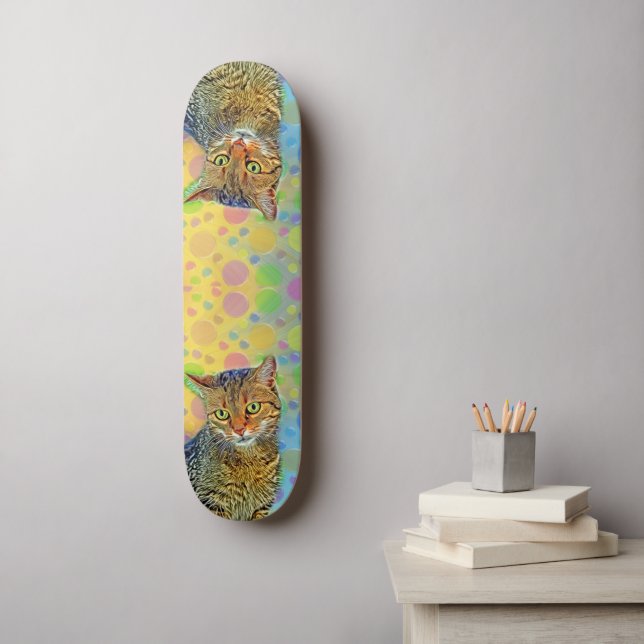 Cute kitten - abstract - colourful painting skateboard (Wall Art)