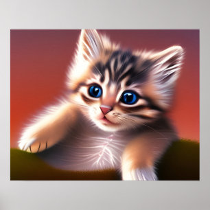 Cute Kitten AI Photo Style Poster