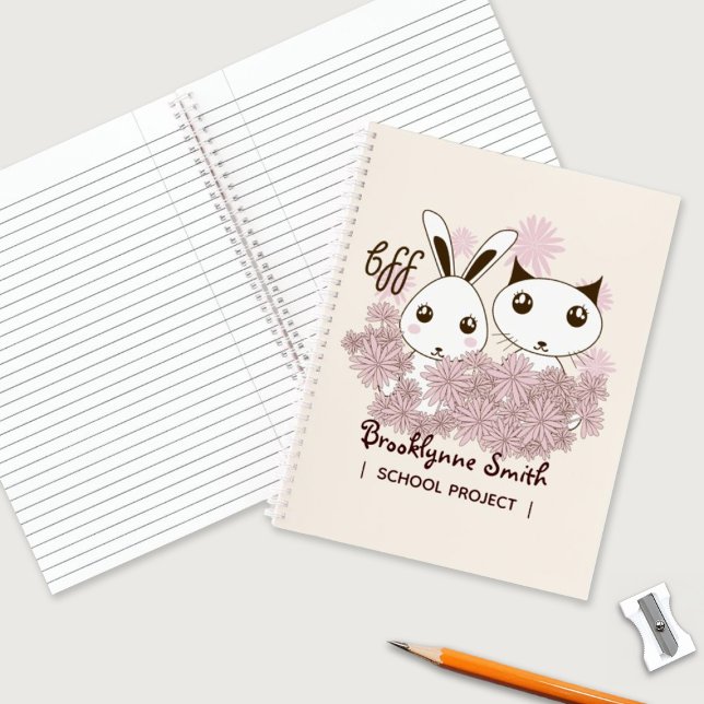 Cute Kitten and Bunny Animal Friends Girls Kids Notebook (Creator Uploaded)