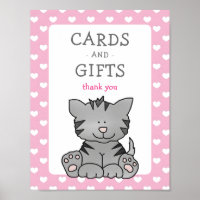 Cute Kitten and Hearts Cards and Gifts Baby Shower