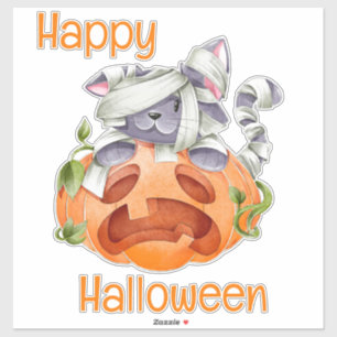 Cute Kitten and Jack-O-Lantern