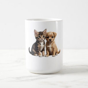 Cute kitten and puppy coffee mug