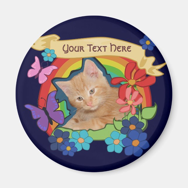 Cute Kitten and Scrolls Magnet (Front)