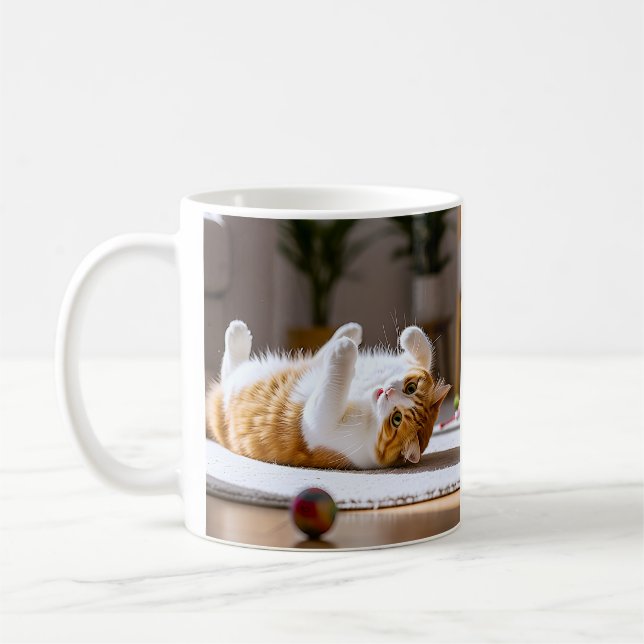 Cute Kitten Ball Play Coffee Mug (Left)