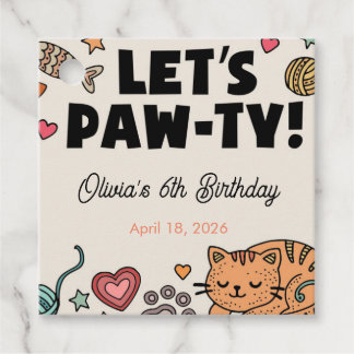 Cute Kitten Birthday Party Favour tag