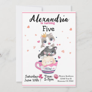 Cute kitten Birthday party invitation