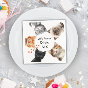 Cute Kitten Birthday Party Paper Napkins