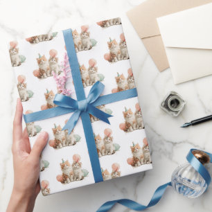 Cute Kitten Birthday Pawty Wrapping Paper