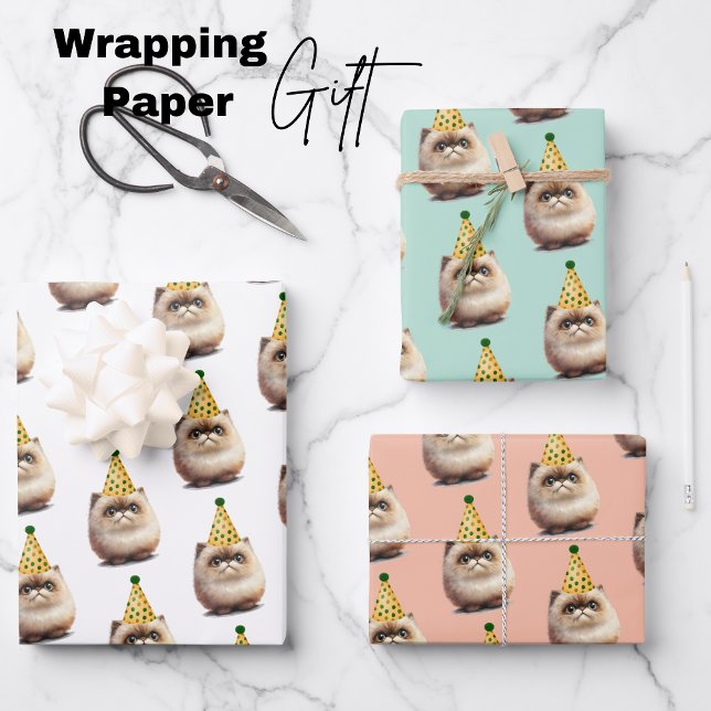 Cute Kitten Birthday Wrapping Paper Sheet (Cute Kitten Birthday Wrapping Paper Sheets)