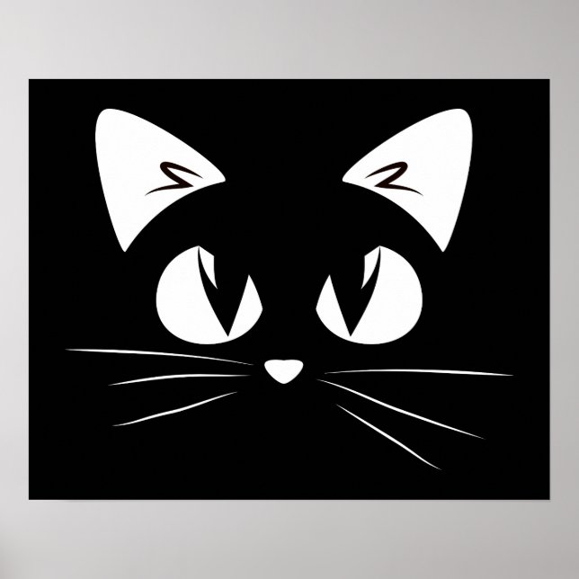 Cute Kitten Black White Funny Kitty Cat Poster (Front)