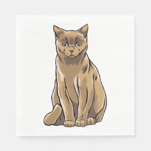 Cute Kitten Brown Kitty Cartoon Cat Napkin